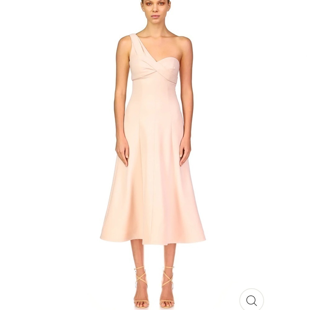 THEIA Ariana One-Shoulder A-Line Midi Dress